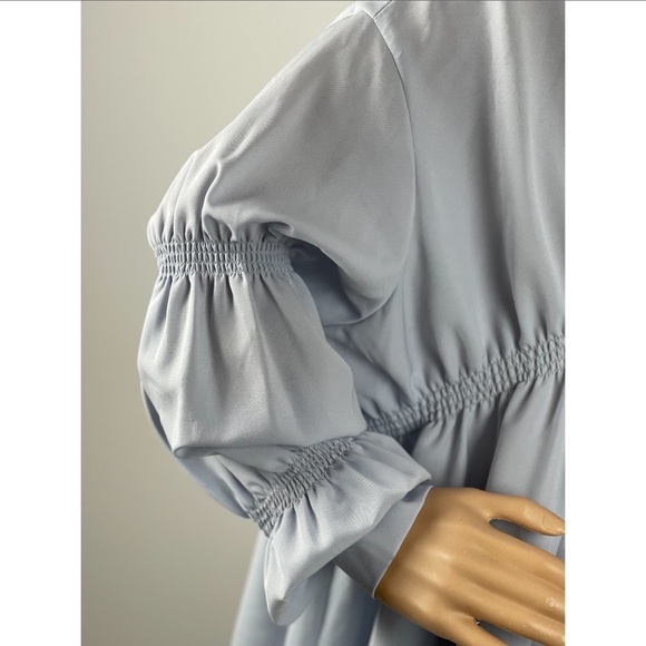 Ruffle Long Sleeve Asymmetrical Oversized Button-up Blouse - Picture 3 of 11